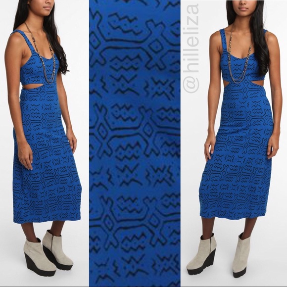 UO cut out Aztec dress in cobalt blue S - Picture 2 of 12
